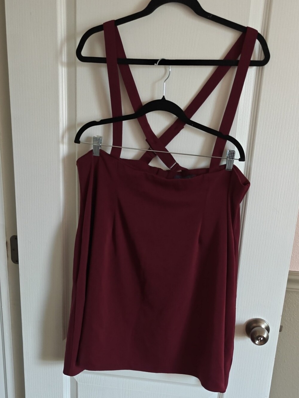 ModCloth Wine Cross-Back Mini Dress